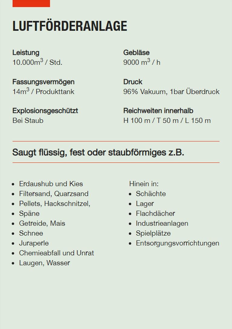 Saugbagger Siegburg - Technische Daten LFA